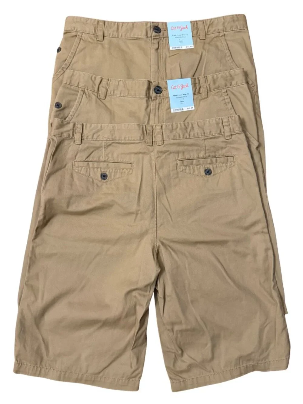 Cat & Jack Boys 18 Husky Flat Front Shorts Bundle (3 Pairs) Brown Paper NWT